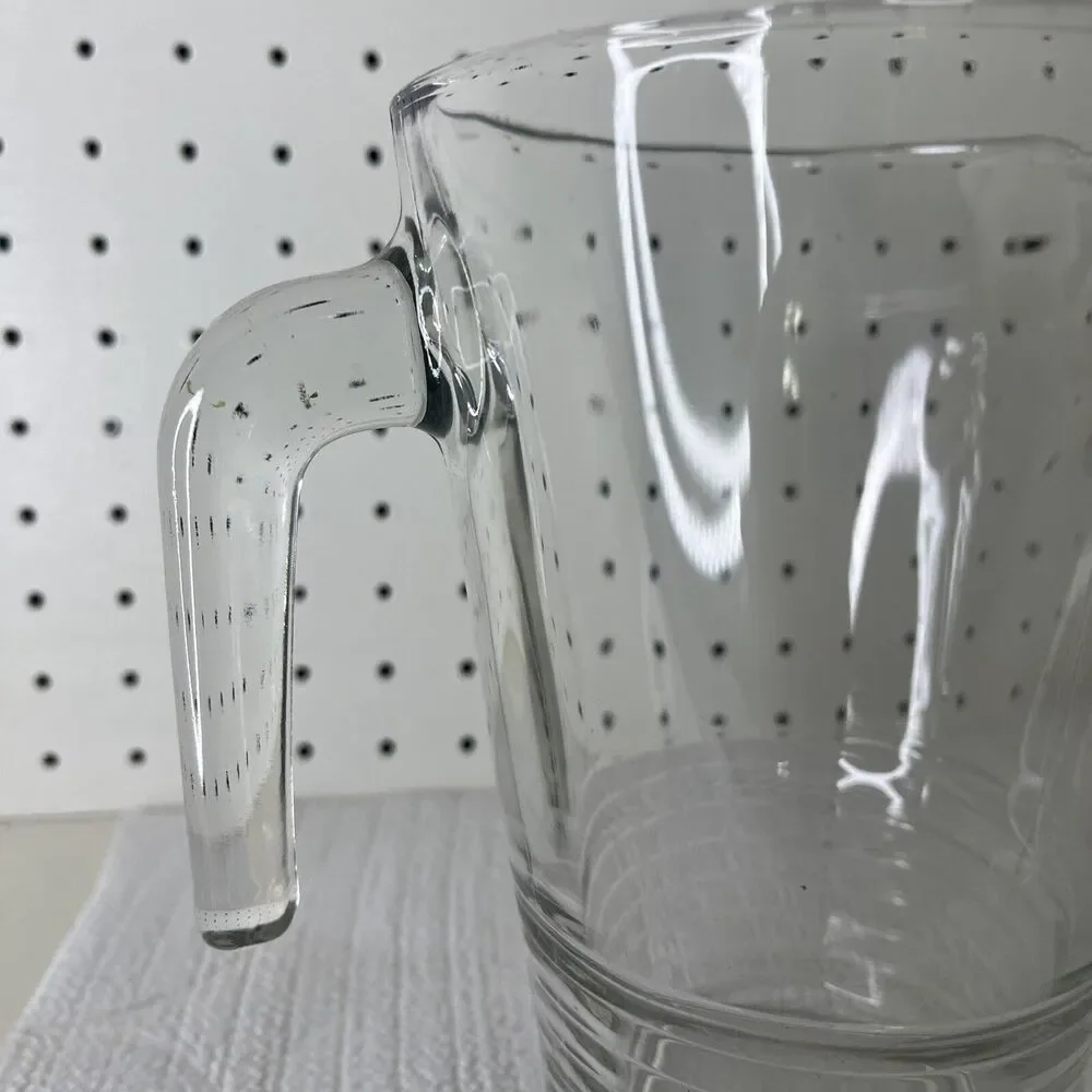 Ikea Clear Glass Svepa Pitcher 32 oz Embossed Ribbed Rings Discontinued